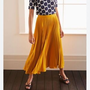 Boden Kristen Pleated Satin Midi Skirt Tuscan Sun Size 6 Resort Vacation Preppy
